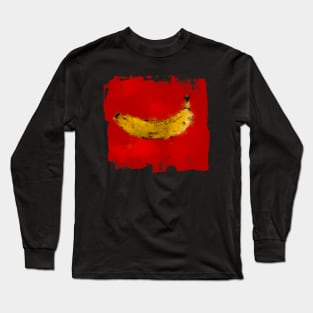 Pop Art Banana over red background Long Sleeve T-Shirt